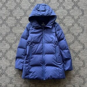 Uniqlo Jacket Womens Medium Navy Blue Hooded Puffer Seamless Down Parka